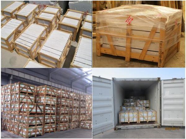 tobacco brown marble tile packing & loading