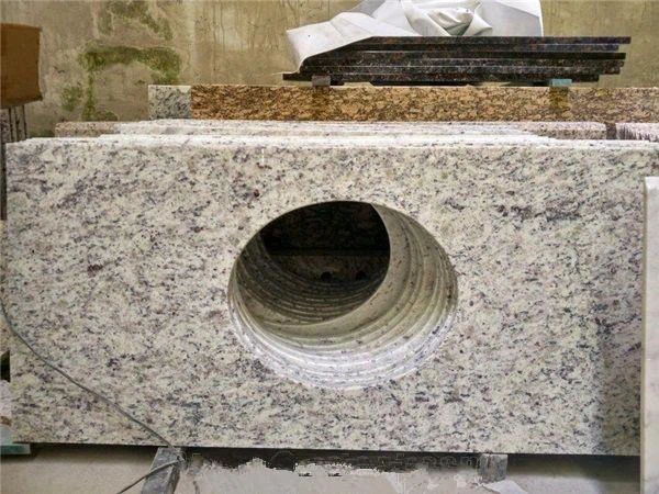 white rose granite-countertops surfaces  polished brazilian white rose islands top