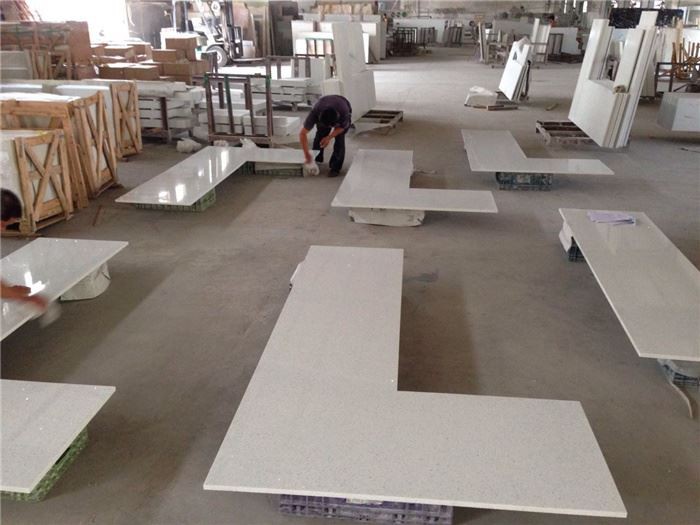milky white quartz sparkle kitchen top