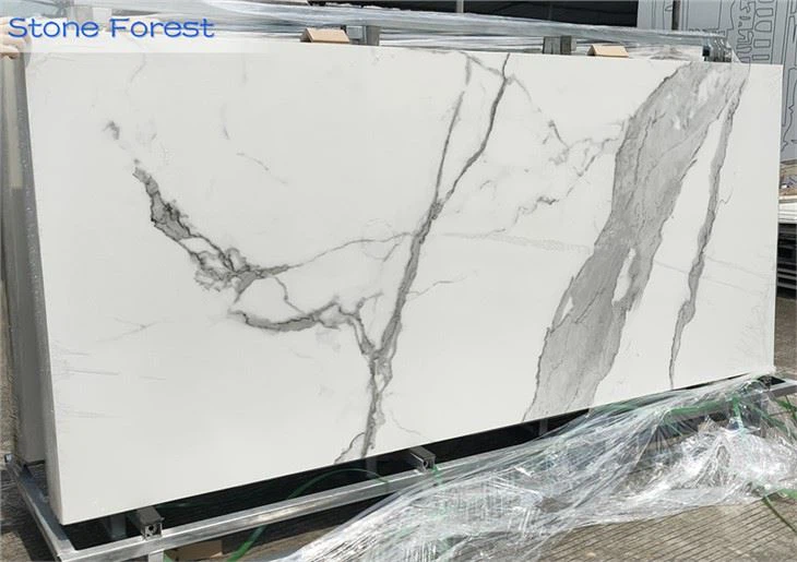 white calacatta porcelain slab for kitchen