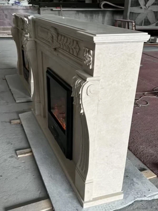 polished ottoman beige fireplace