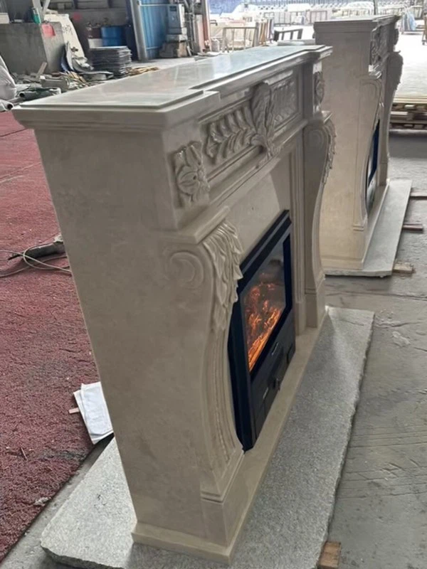 ottoman beige fireplace