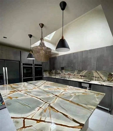 Meja dapur Kuarsit Roma Biru