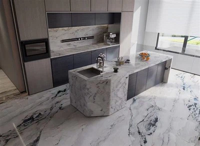 Countertops dapur marmer putih