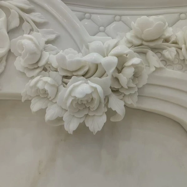 White Marble Stone Fireplace Carving